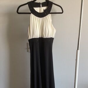 Beaded black & cream dress